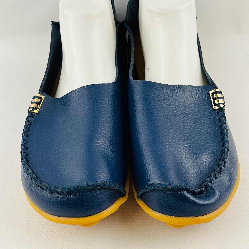 Womens 12 VenusCelia Loafers Navy Leather Natural Comfort Walking Slip On Shoes - Picture 3 of 10